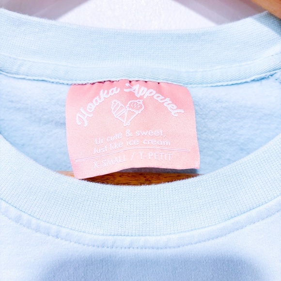 HOAKA APPAREL Mint green embroidered cropped sweatshirt | Cotton pullover | XS* - Picture 8 of 8